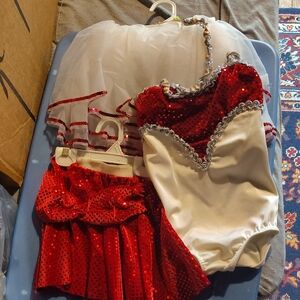 Sparkling Red and White Kids Dance Costume
